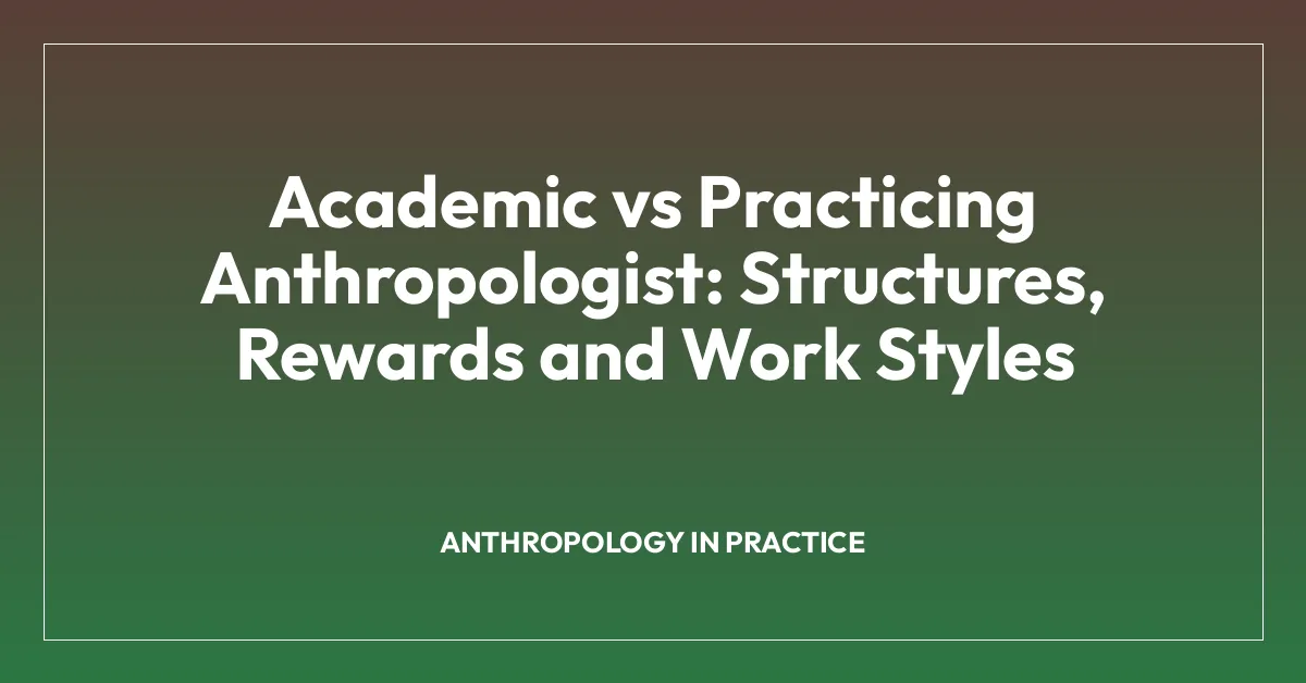 Academic vs Practicing Anthropologist: Structures, Rewards and Work Styles