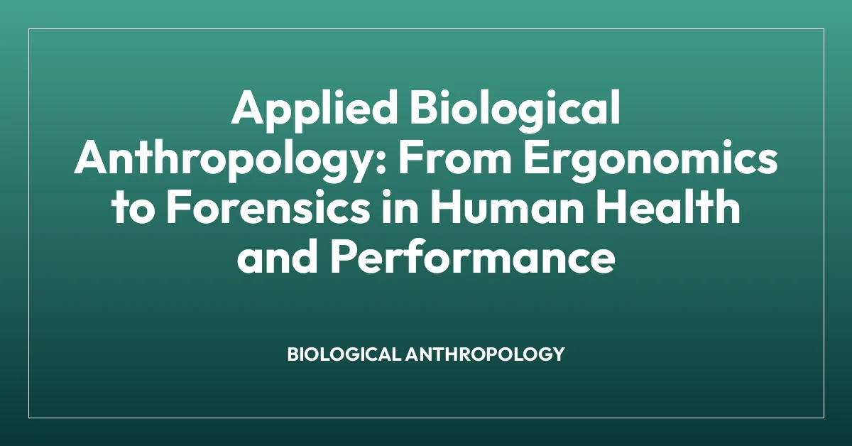 Applied Biological Anthropology: From Ergonomics to Forensics in Human Health and Performance