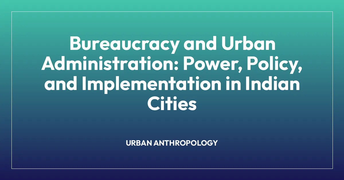 Bureaucracy and Urban Administration: Power, Policy, and Implementation in Indian Cities