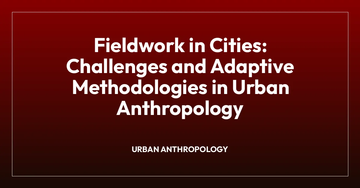 Fieldwork in Cities: Challenges and Adaptive Methodologies in Urban Anthropology