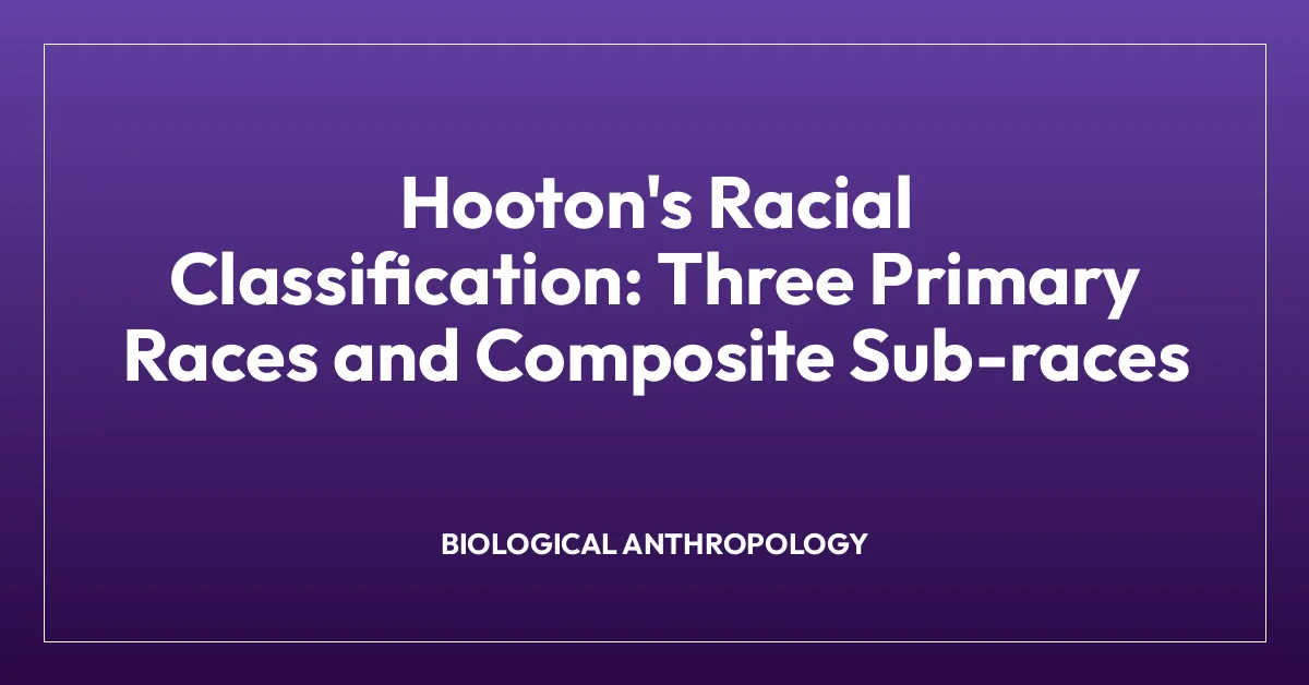Hooton’s Racial Classification: Three Primary Races and Composite Sub-races
