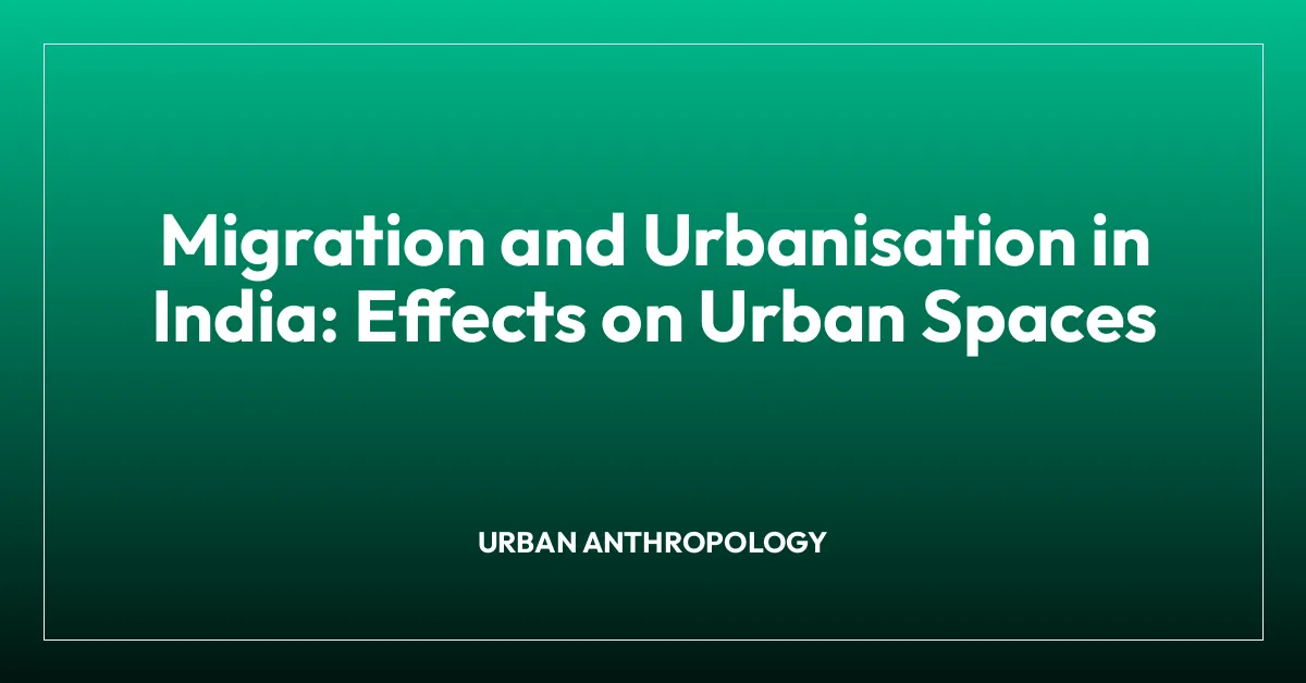 Migration and Urbanisation in India: Effects on Urban Spaces