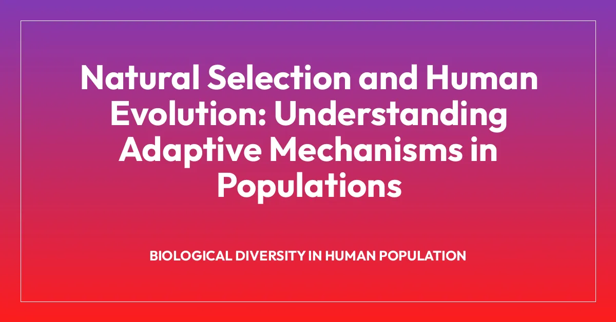 Natural Selection and Human Evolution: Understanding Adaptive Mechanisms in Populations