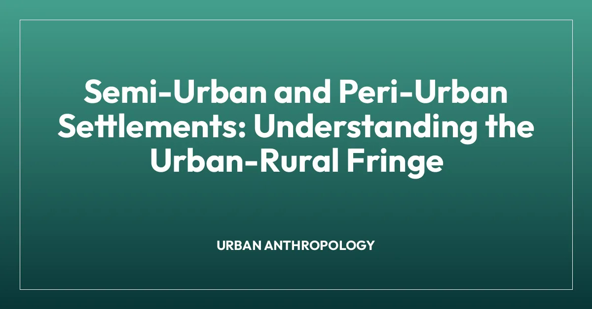 Semi-Urban and Peri-Urban Settlements: Understanding the Urban-Rural Fringe