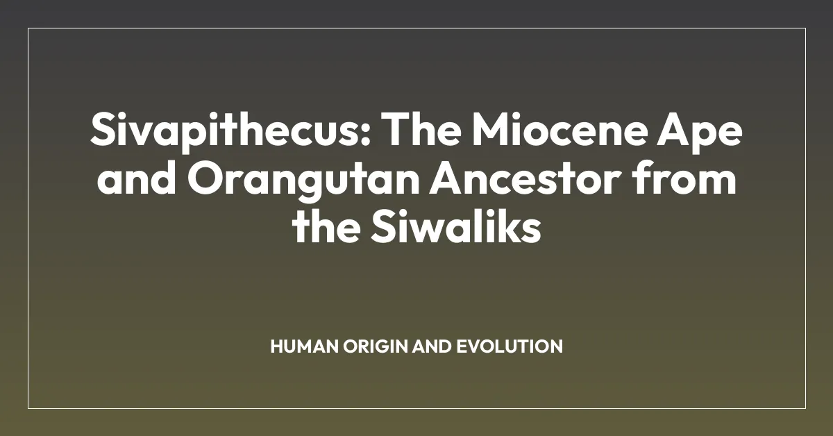 Sivapithecus: The Miocene Ape and Orangutan Ancestor from the Siwaliks