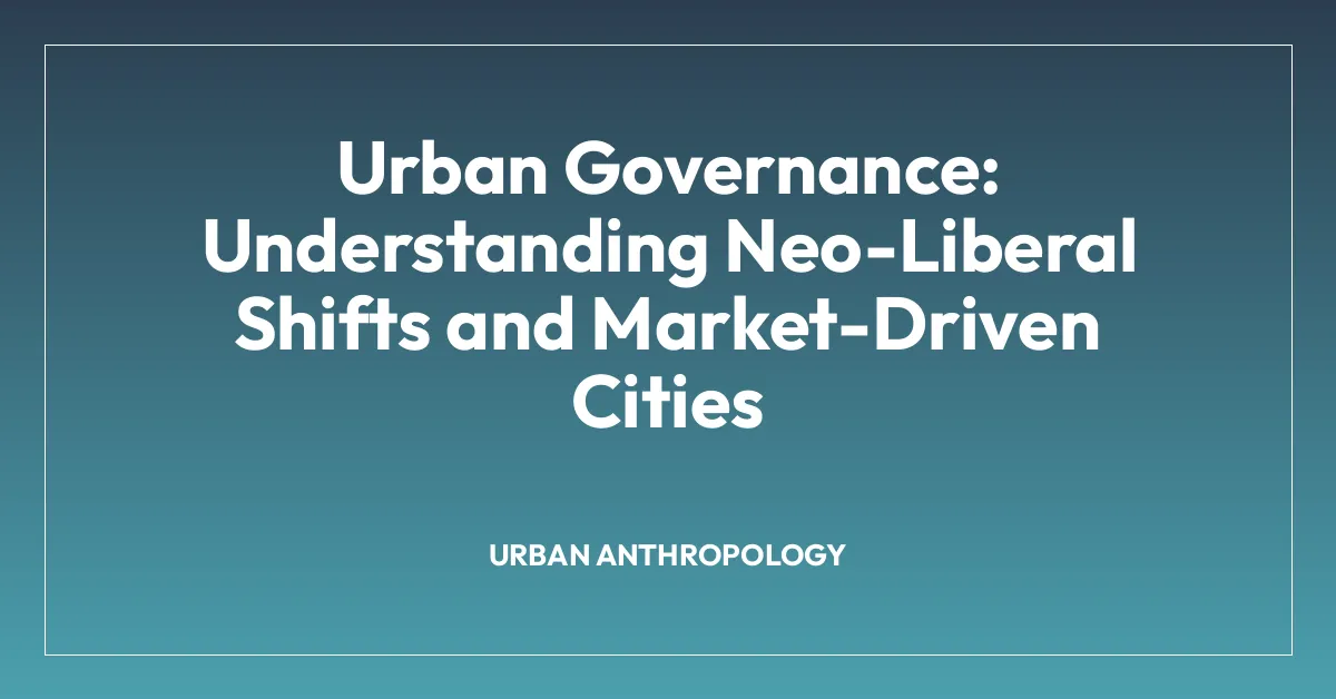 Urban Governance: Understanding Neo-Liberal Shifts and Market-Driven Cities