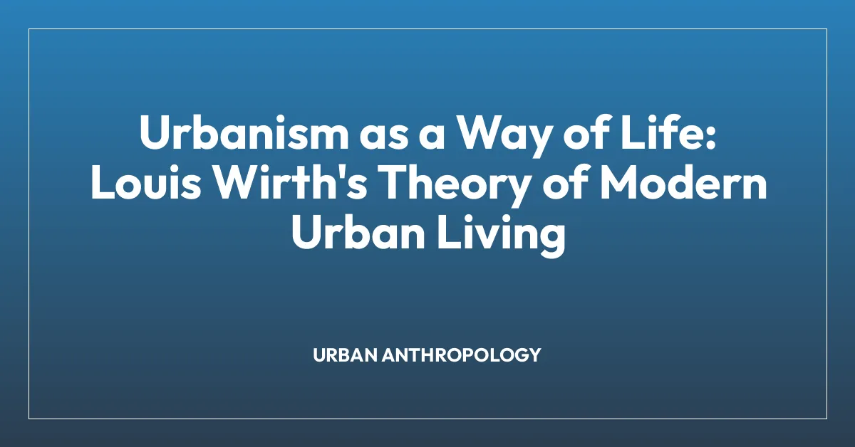 Urbanism as a Way of Life: Louis Wirth’s Theory of Modern Urban Living
